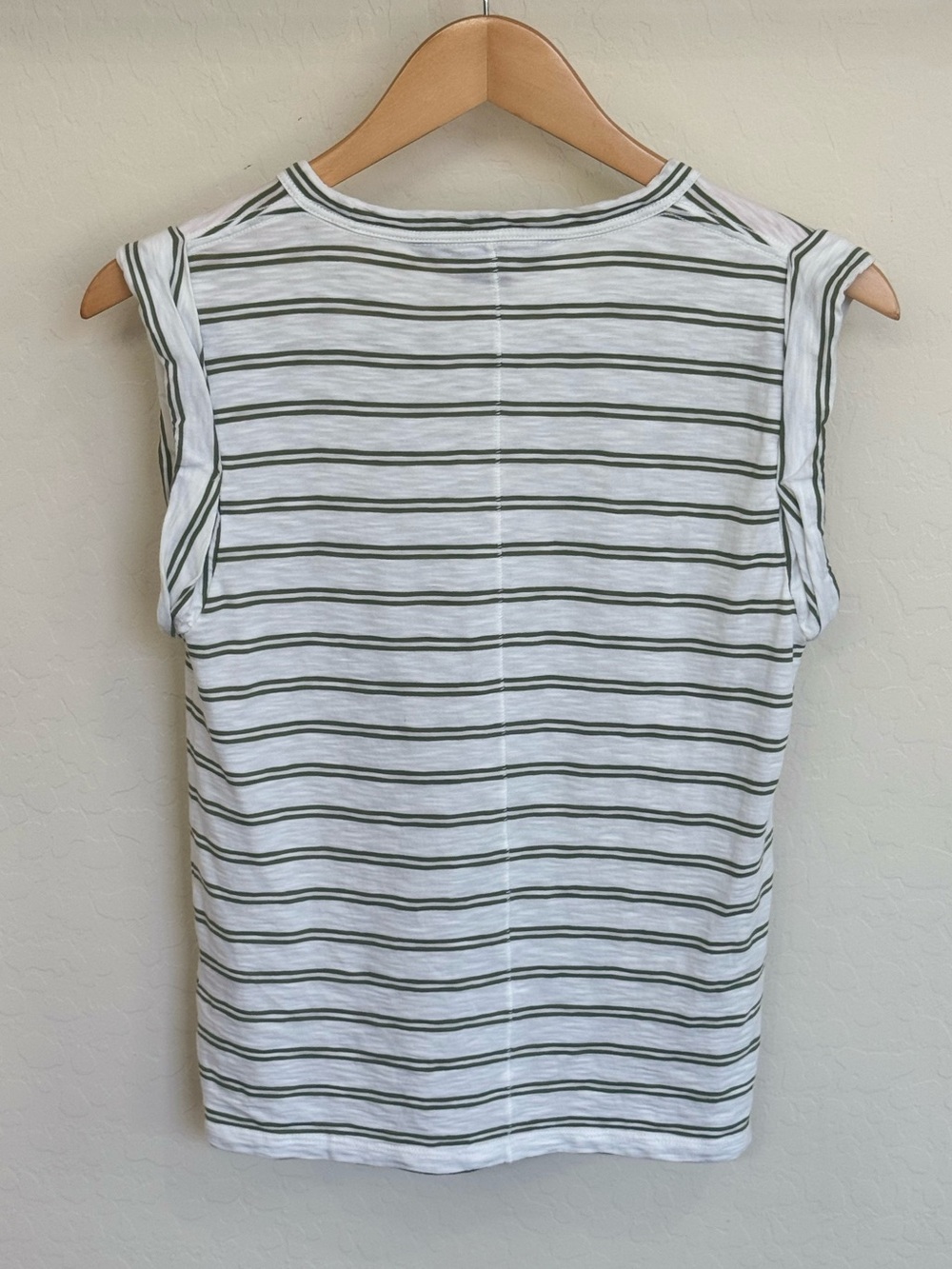 Veronica Beard Jeans Dree Striped Muscle Tee Tank Top Olive Small - Picture 3 of 4